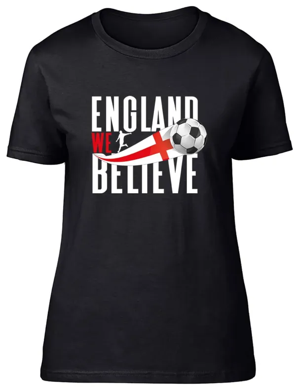Women's T-Shirts Womens T Shirt England Football We Believe Ladies Tee Gift_ecoleips.com
