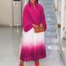 Women's Clothing Plus Size Women's Spring New Fashion Strap Bat Sleeve Top Gradient Color Skirt Two Piece Set_ecoleips.com