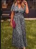 Summer Women's Floral Print Casual Dress Fashion V Neck Short Sleeve Elegant Office Female Beach Party Maxi Dresses Robe Femme_ecoleips.com
