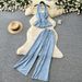 Women's Halter Neck Tie Vest High Waisted Wide Leg Pants Two Piece Set Slim Fit Summer Resort Style Clothing_ecoleips.com