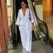 Women's White Loose Fit Lapel Shirt & Wide Leg Trousers Set – Elegant Office Suit, Business Casual Outfit (S-2XL)_ecoleips.com