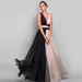2025 Women's New Chiffon Color Block Evening Sleeveless V-neck Patchwork Long Dress_ecoleips.com