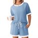 European And American Style Women's Pajama Set Solid Color Ribbed Short Sleeved Home Wear Summer New 2026_ecoleips.com