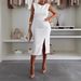 2025 European And American Summer New Round Neck Elegant Slit Solid Color Slim Dress For Women_ecoleips.com