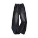Loose Fit Vintage Washed Jeans – High Waist Wide Leg Comfort Stretch Denim Pants For Women_ecoleips.com