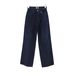CE Straight Corduroy Jeans For Women, Navy Blue, High-waisted, Loose, Casual, Wide-leg, European And American Style,_ecoleips.com