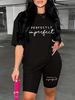 Summer Women's Casual And Fashionable PERFECTLY Letter Print Loose T-shirt+shorts Two-piece Sportswear Suitable For Daily Wear-85_ecoleips.com