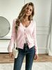 Gentle And Soft Knitted Cardigan, V-neck Button-down Faux Mink Fleece Sweater, Elegant And Versatile Short Outerwear._ecoleips.com