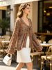 Women Tie Front Hollow Out Knit Cardigan Loose Flare Long Sleeve Ribbed Texture Lightweight Breathable Skin-friendly Sheer Cover Up_ecoleips.com