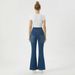 Cross-waist Knitted Flared Jeans Women, High-waisted, Slimming, Stretchy, Fitted, With A Nice Drape, Fashionable Long_ecoleips.com
