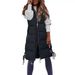 Women's Clothing Long Sleeveless Quilted Vest, Winter Warm Padded Coat, Lightweight Fleece Lining, V-Neck Casual Outerwear For Women (Grey, Black)_ecoleips.com