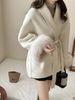 Fox High-End Feel Lace-Up Green Fruit Collar Elegant Double-Sided Wool Woolen Women's Autumn Winter New Fur Coat_ecoleips.com