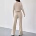 Women's Autumn Casual Straight-Leg Pants V-Neck Haier Roll Wash And Dry Set_ecoleips.com