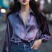 Women's Clothing Purple Satin Shirt Women's Clothing New Autumn Light Luxury Niche Design Shirt Beautiful Top_ecoleips.com