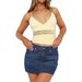 Denim Mini Skirt For Women Elegant Trendy Casual Slimming Washed Midi Skirt Cross Border Wholesale_ecoleips.com