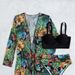 Women's Clothing Sexy Mesh Bikini Three Piece Gathered Split Printed Swimsuit Female_ecoleips.com