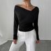 Off-Shoulder Long Sleeve Blouse – Slim Fit Pure Color Work-To-Weekend Top For Women (Black/Burgundy/Red/White)_ecoleips.com