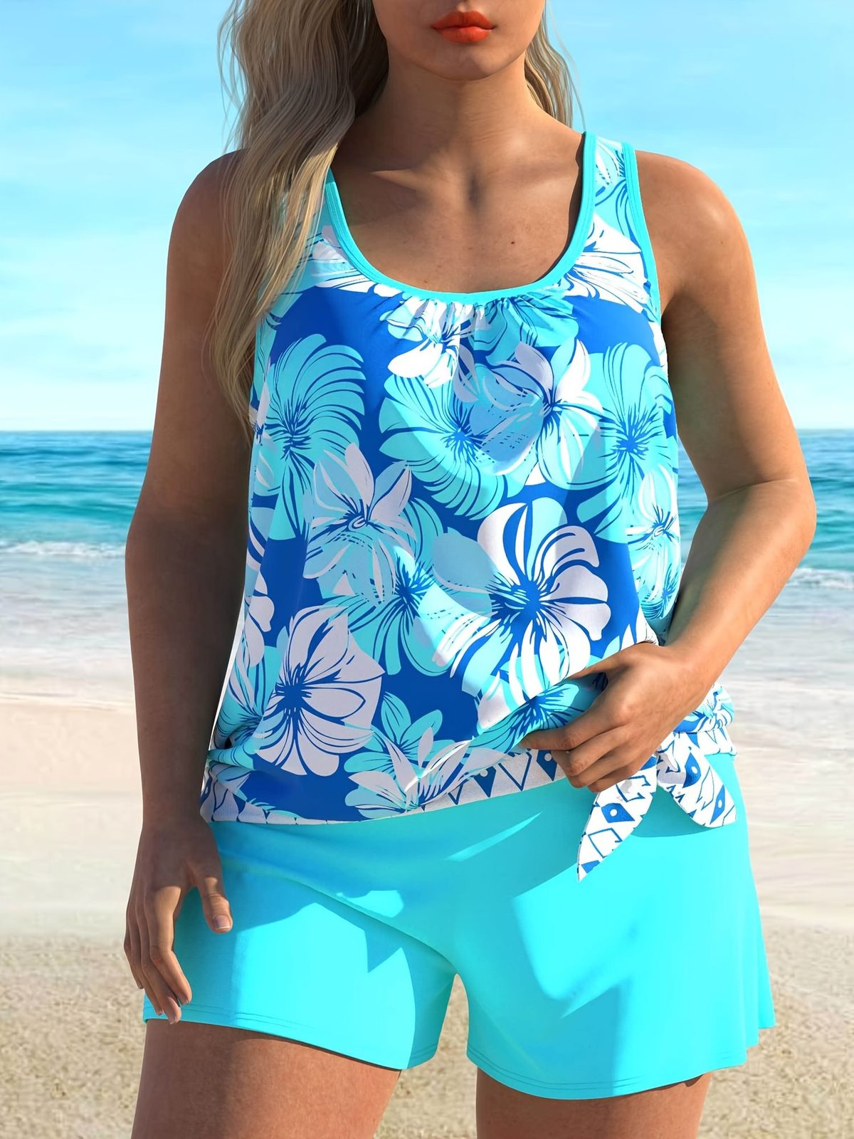 Women’s Clothing sexy sling plus size ladies split fashionable new tankini swimsuit suit_ecoleips.com