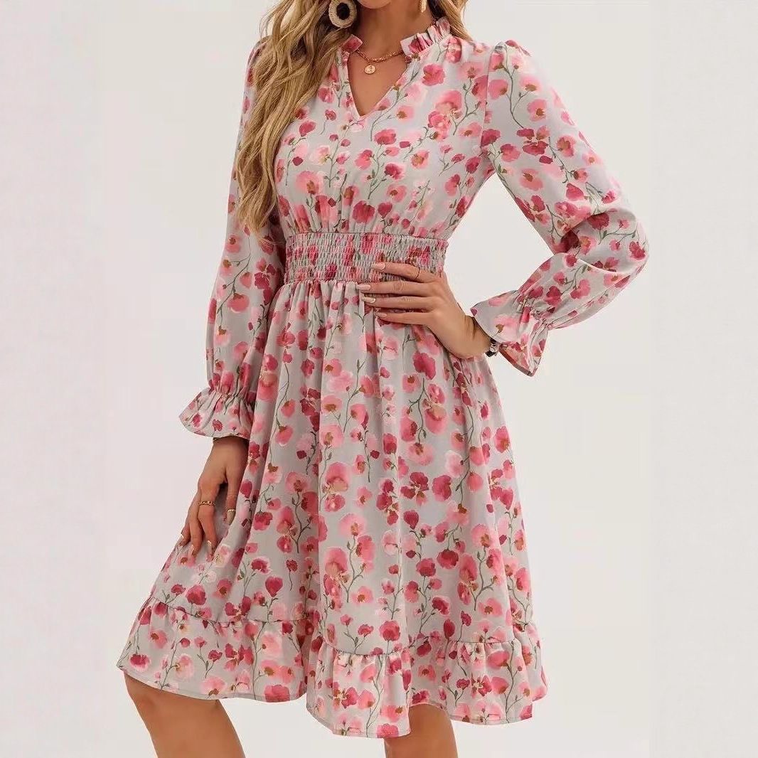 "Bohemian Floral Patchwork Dress – Long Sleeve Boho Chic Maxi Dress For Women, Perfect For Spring & Summer"_ecoleips.com