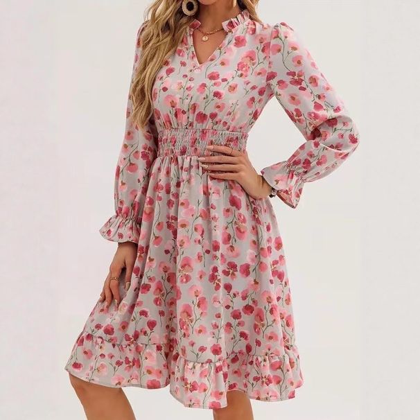 "Bohemian Floral Patchwork Dress – Long Sleeve Boho Chic Maxi Dress For Women, Perfect For Spring & Summer"_ecoleips.com