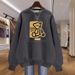 Women's Unique Design round Neck Sweatshirt Loose Fit Casual Simple Stylish Fleece Lined Thickened Top for Spring Autumn Winter_ecoleips.com