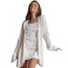 Knitted Lace Printed Camisole Nightdress Long Sleeve Tie Nightgown Pajama Set European And American Autumn Homewear_ecoleips.com