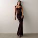 Women's Clothing Vietnamese Niche Design Thai Boutique Sexy Lace Square Neck A-Line Slimming Dress For Brides And Bridesmaids_ecoleips.com