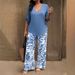 Digital Print V-Neck Lounge Set – Long Sleeve Top & Relaxed Pants (S-3XL, 6 Colors) | Lightweight Polyester Comfort Wear_ecoleips.com