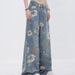 Printed Blue Denim Wide-leg 2024 Summer New Thin Straight-leg Long Retro Trousers Floor-length Pants Women's Clothing_ecoleips.com