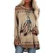 Women's Printed Round-Neck Western-Style Off-The-Shoulder Sleeve Loose T-Shirt Top_ecoleips.com