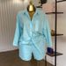 Women's Clothing Summer Fashion Beaded Shirt And Wide Leg Shorts Set For Women Lapel Three Quarter Sleeve Style_ecoleips.com
