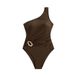 Aria Basics European And American Style Women's One-piece Swimsuit, High-end, One-shoulder, Diagonal Neckline, Metal Buckle, Sexy_ecoleips.com