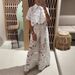 Breathable Lace Co-Ord Set – Crochet Yoke Top + Wide-Leg Palazzo Pants (S-XXXL, 6 Colors)_ecoleips.com
