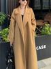 Long Loose Double-sided Woolen Coat With Lace-up Woolen Jacket_ecoleips.com