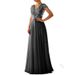 Verve 2025 New Spring Summer Women's V-neck Sequin Chiffon Patchwork Evening Gown Long Dress_ecoleips.com