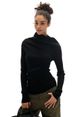 Elegant Long High-Neck Knit Sweater With Scarf Collar & Curved Hem - Versatile Layering Staple For Women_ecoleips.com