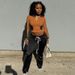 Women's Clothing Women's Autumn And Winter Line Contrast Color Collarless Zipper Elastic Rope High Waist Trousers Suit_ecoleips.com