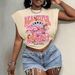 Women's Floral Butterfly round Neck Short Sleeve Cropped Top Casual Fashion Digital 3D Print One Piece Polyester T-Shirt_ecoleips.com