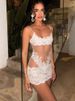 Mozision Spaghetti Strap Lace Sexy Mini Dress Women Fashion See Through Sleeveless Backless Ruched Club Party Long Dresses_ecoleips.com