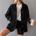 Oversized Denim Jacket For Women – Classic Loose Fit, Long Sleeve, Multiple Colors (Black, Navy, Light Blue, White) – Casual & Streetwear Essential_ecoleips.com