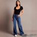 Women's Wide Leg Jeans - Retro Washed Denim Pants With High Waist & Comfort Stretch, Street Style Loose Fit Pants In Blue/Black/Gray/White_ecoleips.com