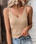Women's Geometric Textured Knit Cropped Cami V-Neck Sleeveless Form-Fitting Tank Top For Summer Daily Wear_ecoleips.com