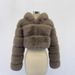 Women's Faux Fox Fur Coat With 6-Section Sleeves - Short High-Waist Hooded Fashion Jacket, Trendy Streetwear Outerwear_ecoleips.com