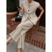French Retro Chic Casual Outfit For Spring/Summer: Trendy Jacket With Wide-Leg Pants For Women's Daily Commute_ecoleips.com