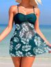 2024 Women's Printed Mesh Tankini Swimsuit High Waist Swim Trunks Sexy Stylish Bikini Set for Vacation Regular Fit Polyester_ecoleips.com