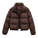 New Solid Color Short Women's Autumn And Winter Coat Fashionable Thickened Warm Zipper Bread Clothes Cotton Clothes_ecoleips.com