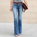 Women's Clothing Washed Jeans Street Fashion Flared Pants Trousers Mid Waist Jeans_ecoleips.com