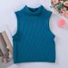 Women's Quick Drying Seamless Ribbed Turtleneck Sports Vest Full Coverage Vertical Striped Fitness Yoga Top Running_ecoleips.com