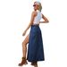 Women's Clothing New Washed Sexy High Slit Denim Long Skirt Skirt_ecoleips.com