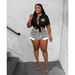 European And American Style Women's Striped Two-Piece Set Sexy Casual Shorts And T-Shirt Combo For Summer_ecoleips.com